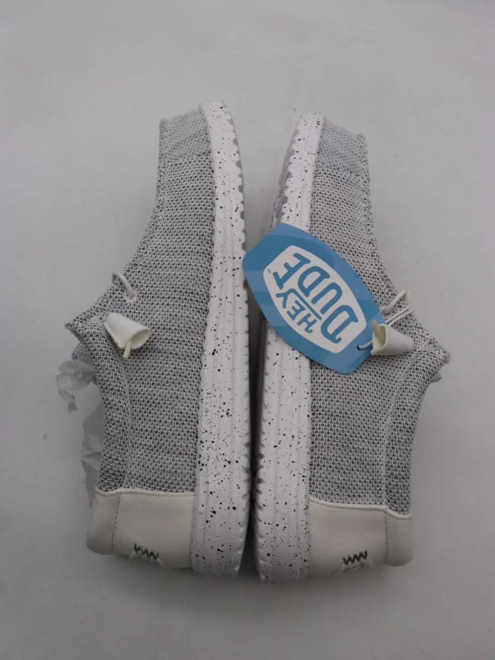 Hey Dude Wally Stretch Sox Men's Size 11 Gray White Canvas Lace-Up Casual Shoes